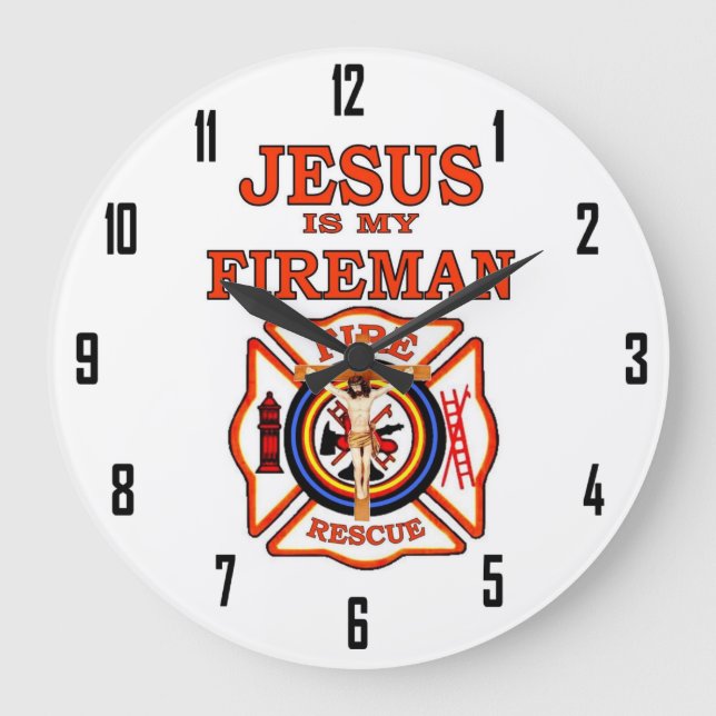 JESUS IN MEINEM FIREMAN GROßE WANDUHR (Vorderseite)