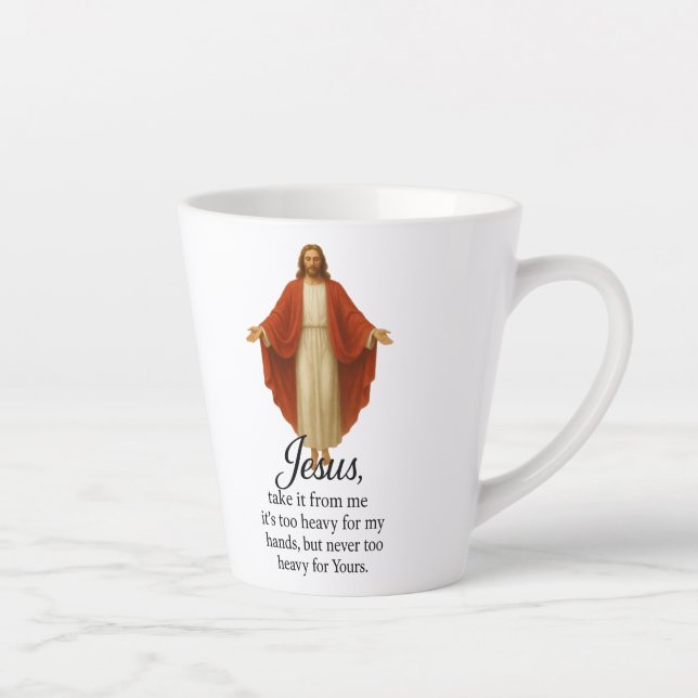Jesus in Rot und Weiß Milchtasse (Rechts)