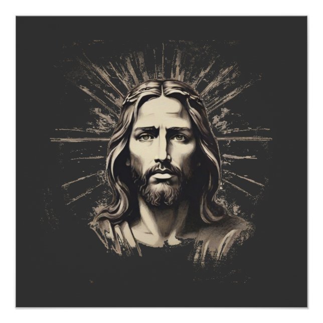 Jesus in Schwarz-Weiß-Schablone 1 Poster (Vorderseite)