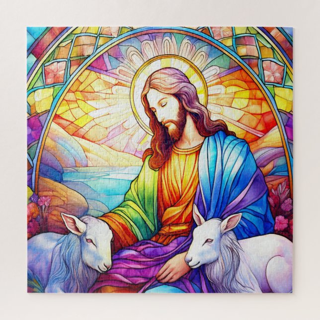 Jesus in Stained Glass Puzzle (Vertikal)