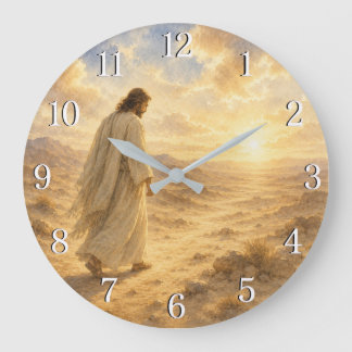 Jesus in the Desert Wall Clock — Inspirational Des Große Wanduhr