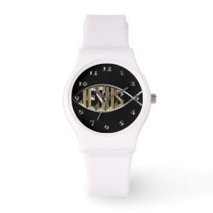 Jesus innerhalb eines Fisch-Symbols Armbanduhr