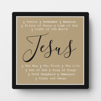 "Jesus is" Christian faith tabletop based Fotoplatte