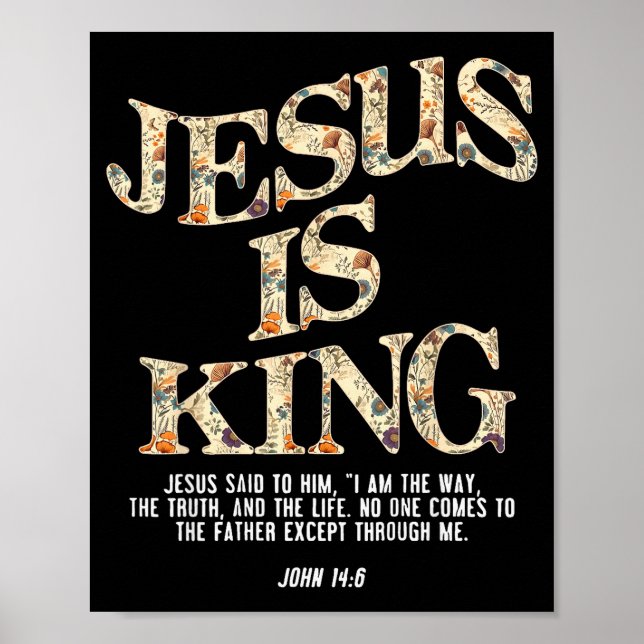 Jesus Is King Christian Cross God Faith Bible Reli Poster (Vorne)