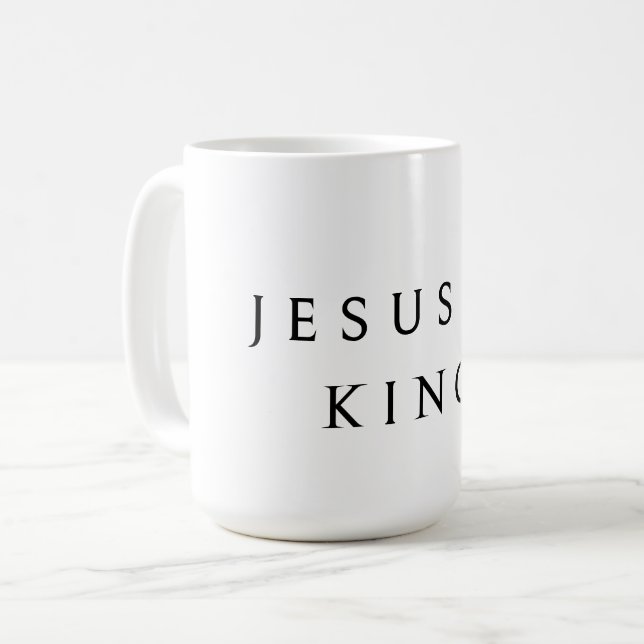 JESUS IS KING Hoodie Kaffeetasse (Vorderseite Links)