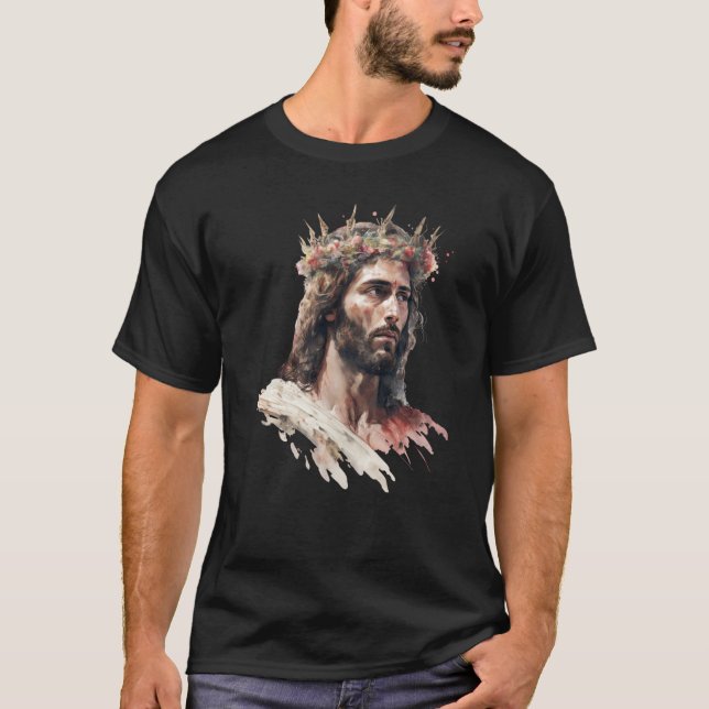 Jesus Is King Of Kings Jesus Floral Crown Christia T-Shirt (Vorderseite)