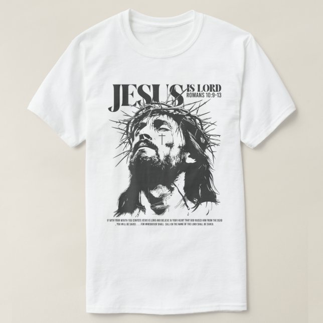 Jesus Is Lord Christian Bible Verse Tee (Design vorne)