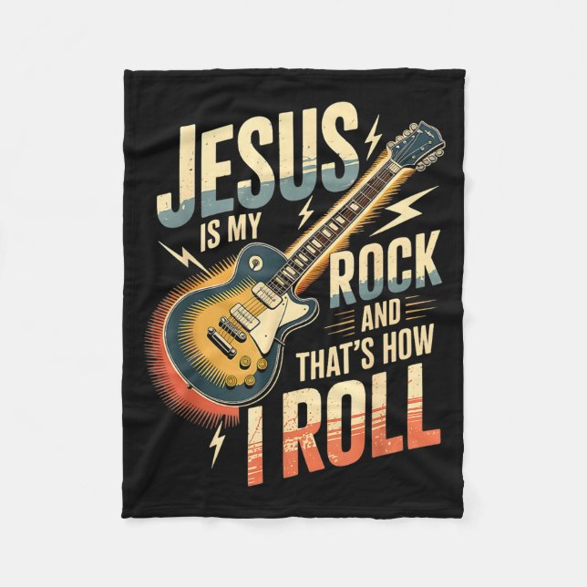 Jesus Is My Rock And That Is How I Roll Christian  Fleecedecke (Vorderseite)