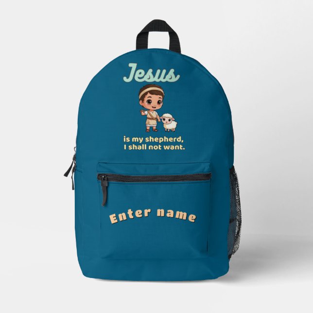 Jesus is my shepherd  bedruckter rucksack (Vorderseite)