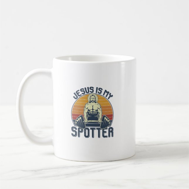 Jesus Is My Spotter Funny Christian Weightlifting Kaffeetasse (Links)