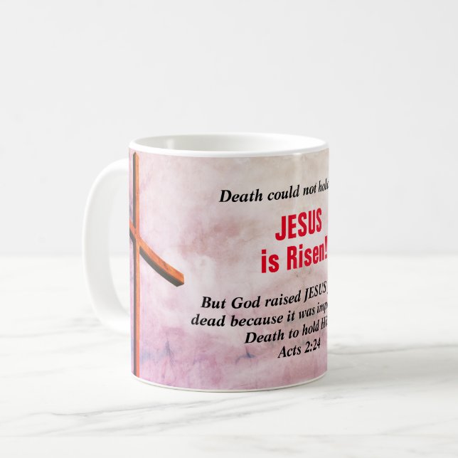 JESUS IS RISEN Christlich Ostern Kaffeetasse (Vorderseite Links)