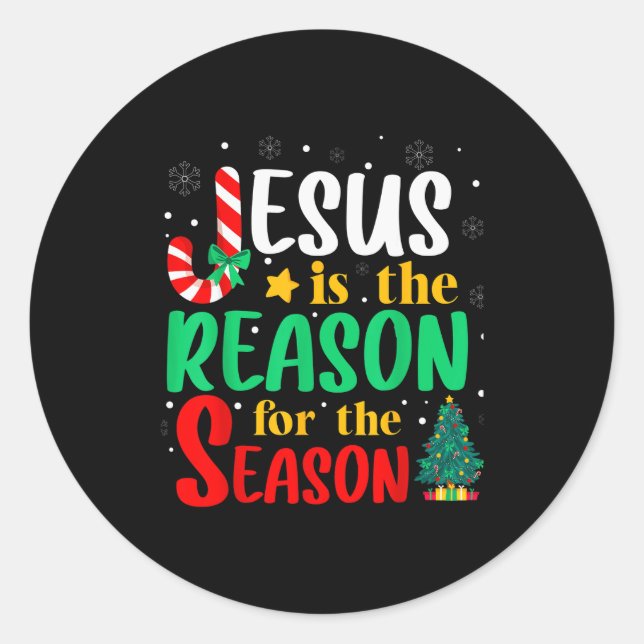 Jesus Is The Reason For The Season Christmas Chris Runder Aufkleber (Vorderseite)