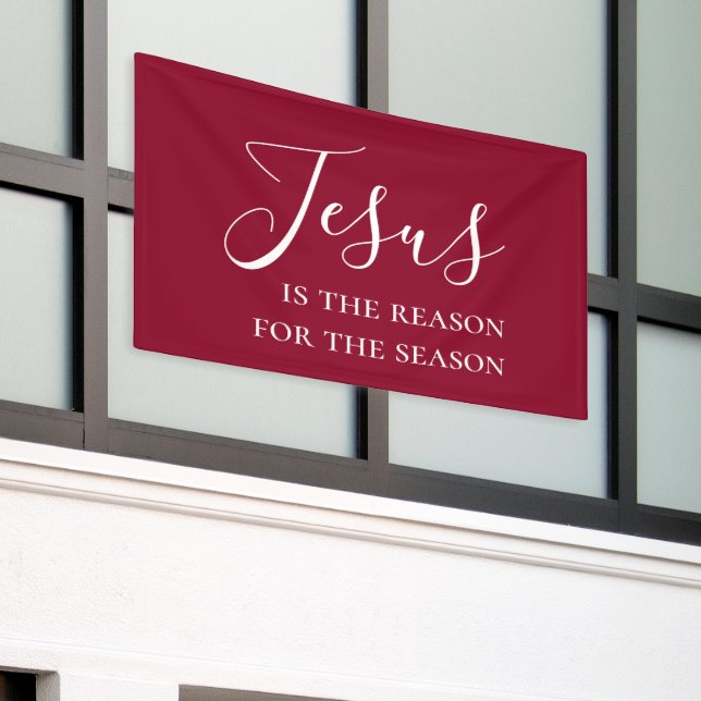 Jesus is the reason for the season Red Christmas Banner (Äußeres Gebäude)