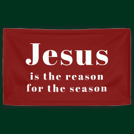 Jesus is the Reason for the Season Red Christmas Banner