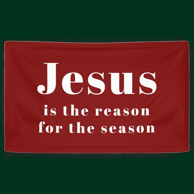 Jesus is the Reason for the Season Red Christmas Banner (Jesus is the reason for the season red Christian Christmas banner
)
