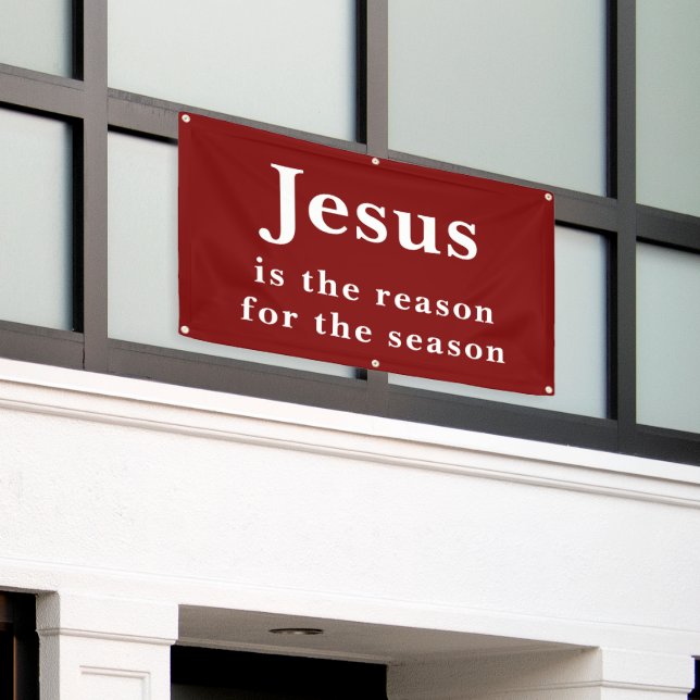 Jesus is the Reason for the Season Red Christmas Banner (Äußeres Gebäude)