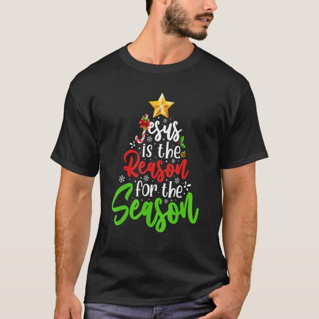 Jesus Is The Reason For The Season Tree Christian  T-Shirt (Vorderseite)