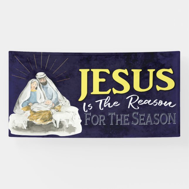 Jesus Is The Reason Nativity Christmas  Church Banner (Horizontal)