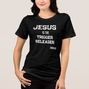 Jesus ist Auslöser Befreier Bibel Schrift Glaube Tri-Blend Shirt