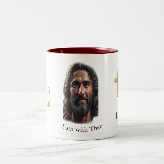 Jesus ist bei dir zweifarbige tasse (Mittel)