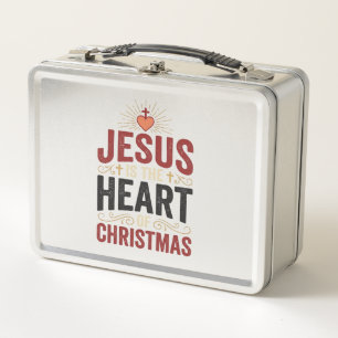 Jesus ist das Herz des Weihnachten Vintage-Shirt Metall Brotdose