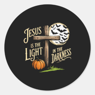 Jesus ist das Licht in der christlichen Halloween- Runder Aufkleber