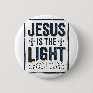 Jesus ist das Licht Vintage-Christen-Shirt Button