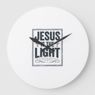 Jesus ist das Licht Vintage-Christen-Shirt Große Wanduhr
