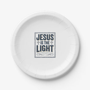 Jesus ist das Licht Vintage-Christen-Shirt Pappteller