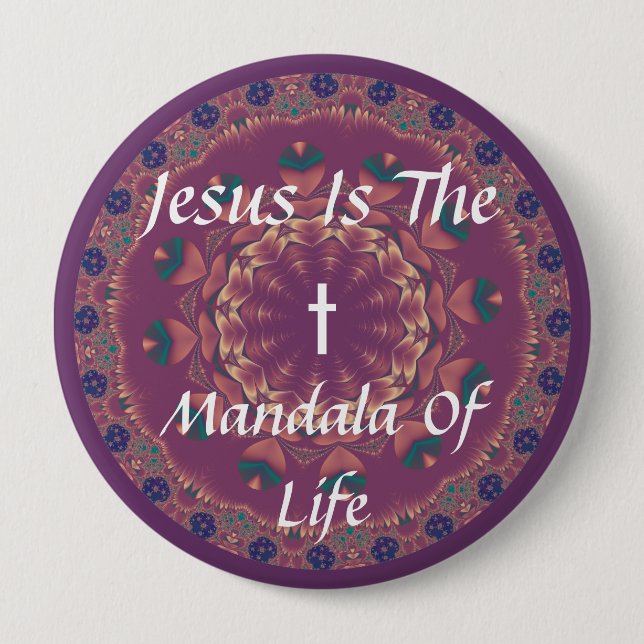 JESUS IST DAS MANDALA DES LEBENS BUTTON (Vorderseite)