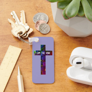 Jesus ist das Weinkreuz und die Traubenbibel Verse Schlüsselanhänger