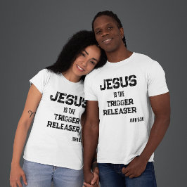 Jesus ist der Auslöser Glaube Schrift T-Shirt
