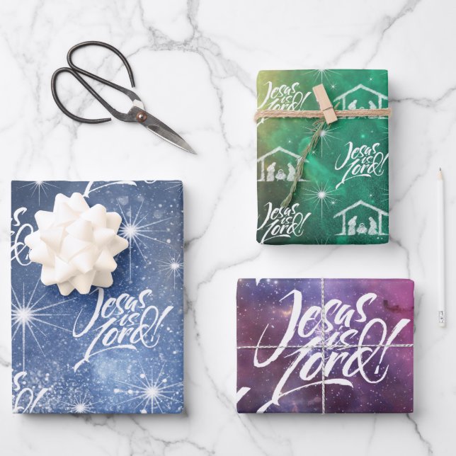 Jesus ist der Christliche Weihnachtsgott Geschenkpapier Set (Vorderseite)