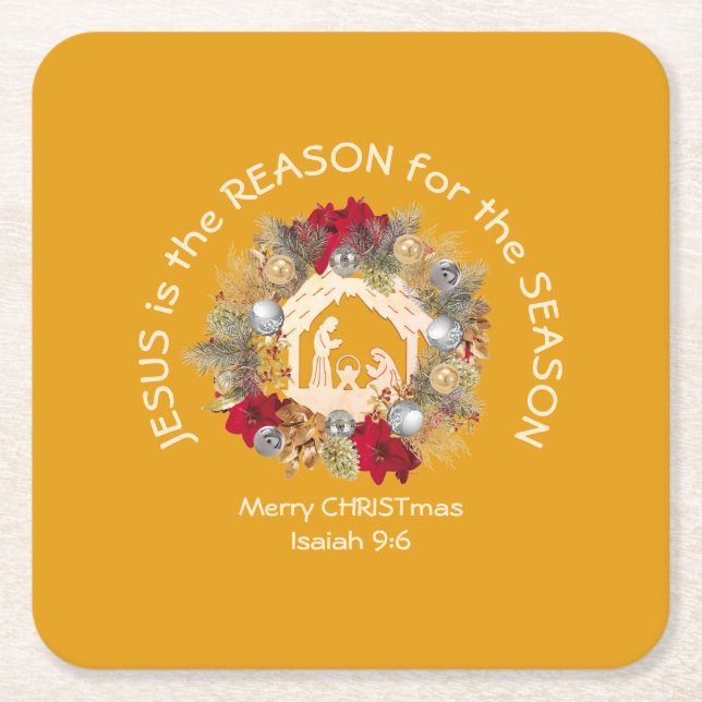 JESUS IST DER GRUND Christlich Rechteckiger Pappuntersetzer (Vorderseite)