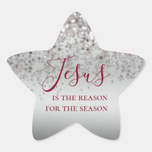 Jesus ist der Grund, dass Silver Sparkle Weihnacht Stern-Aufkleber