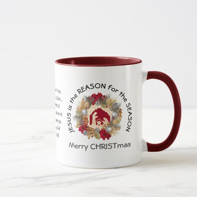 JESUS IST DER GRUND FÜR Christliche Weihnachtsfeie Tasse (Rechts)