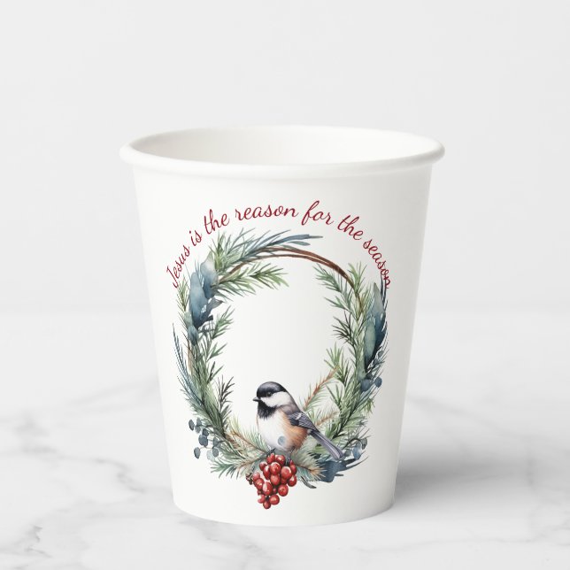 JESUS IST DER GRUND FÜR DAS Weihnachtsangebot DER  Pappbecher (Vorderseite)