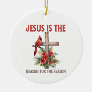 Jesus ist der Grund für das Weihnachtskreuz Keramik Ornament
