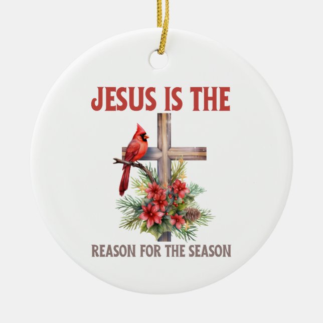 Jesus ist der Grund für das Weihnachtskreuz Keramik Ornament (Vorne)