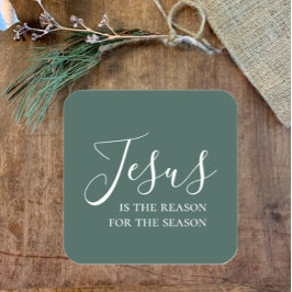 Jesus ist der Grund für den einfachen Grünen Weihn Quadratischer Aufkleber