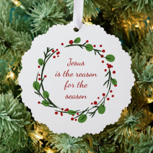 "Jesus ist der Grund für die Jahreszeit" Holly Des Ornament Karte