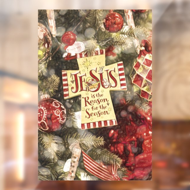 Jesus ist der Grund für die Saison  Fensteraufkleber (Blatt 2)