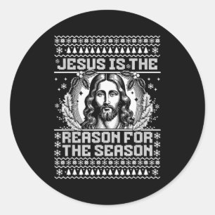 Jesus ist der Grund für die Saison - Hässlicher We Runder Aufkleber