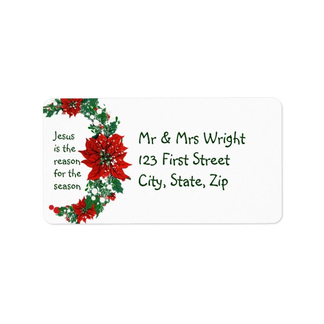 Jesus ist der Grund für die Saison Holly Design Adressaufkleber (Vorne)