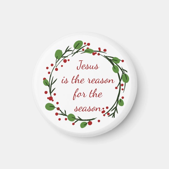 "Jesus ist der Grund für die Saison" Holly Design Magnet (Vorne)
