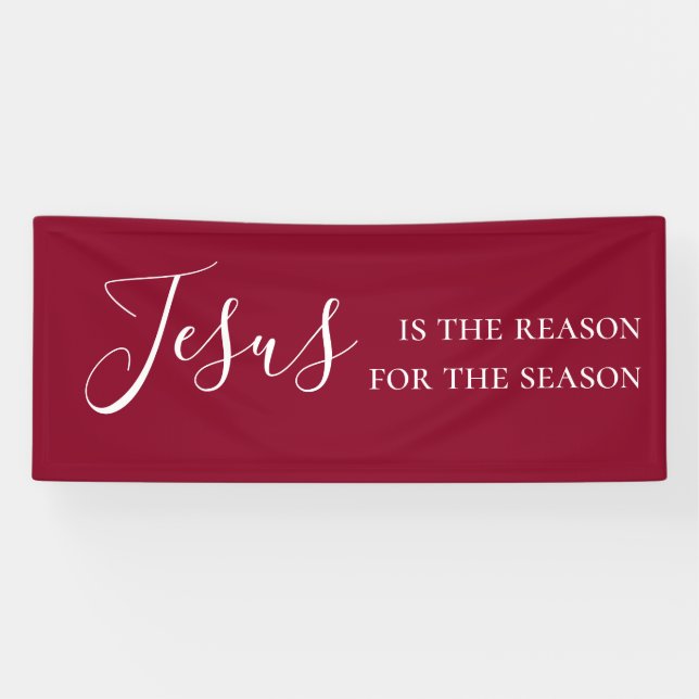 Jesus ist der Grund für die Saison Rotes Weihnacht Banner (Horizontal)