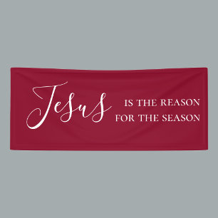Jesus ist der Grund für die Saison Rotes Weihnacht Banner