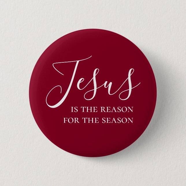 Jesus ist der Grund für die Saison Rotes Weihnacht Button (Vorderseite)
