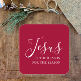 Jesus ist der Grund für die Saison Rotes Weihnacht Quadratischer Aufkleber