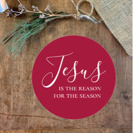 Jesus ist der Grund für die Saison Rotes Weihnacht Runder Aufkleber